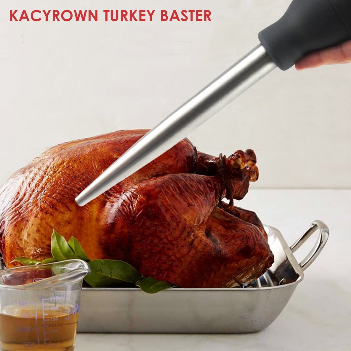 KAYCROWN Stainless Steel Turkey Baster Commercial Grade Quality Rubber Bulb Including 2 Marinade Injector Needles and Brush for Easy Clean Up KAYCROWN
