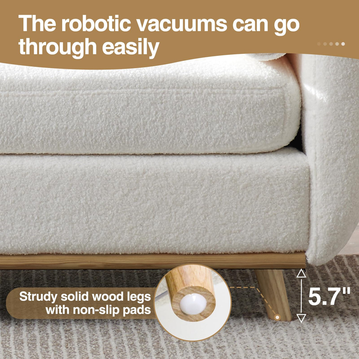 Vabches Loveseat Sofa, White Sherpa Couch with LED Lights and USB Ports Modern Fluffy Love Seat Couches 2 Seater Comfy Washable Covers Sofa Furniture for Bedroom Living Room Small Space Office, 63" L Vabches