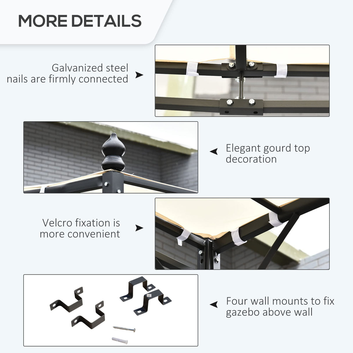 Outsunny 10' x 13' Steel Outdoor Pergola Gazebo, Patio Canopy with Weather-Resistant Fabric and Drainage Holes for Backyard, Deck, Garden, Cream White Outsunny