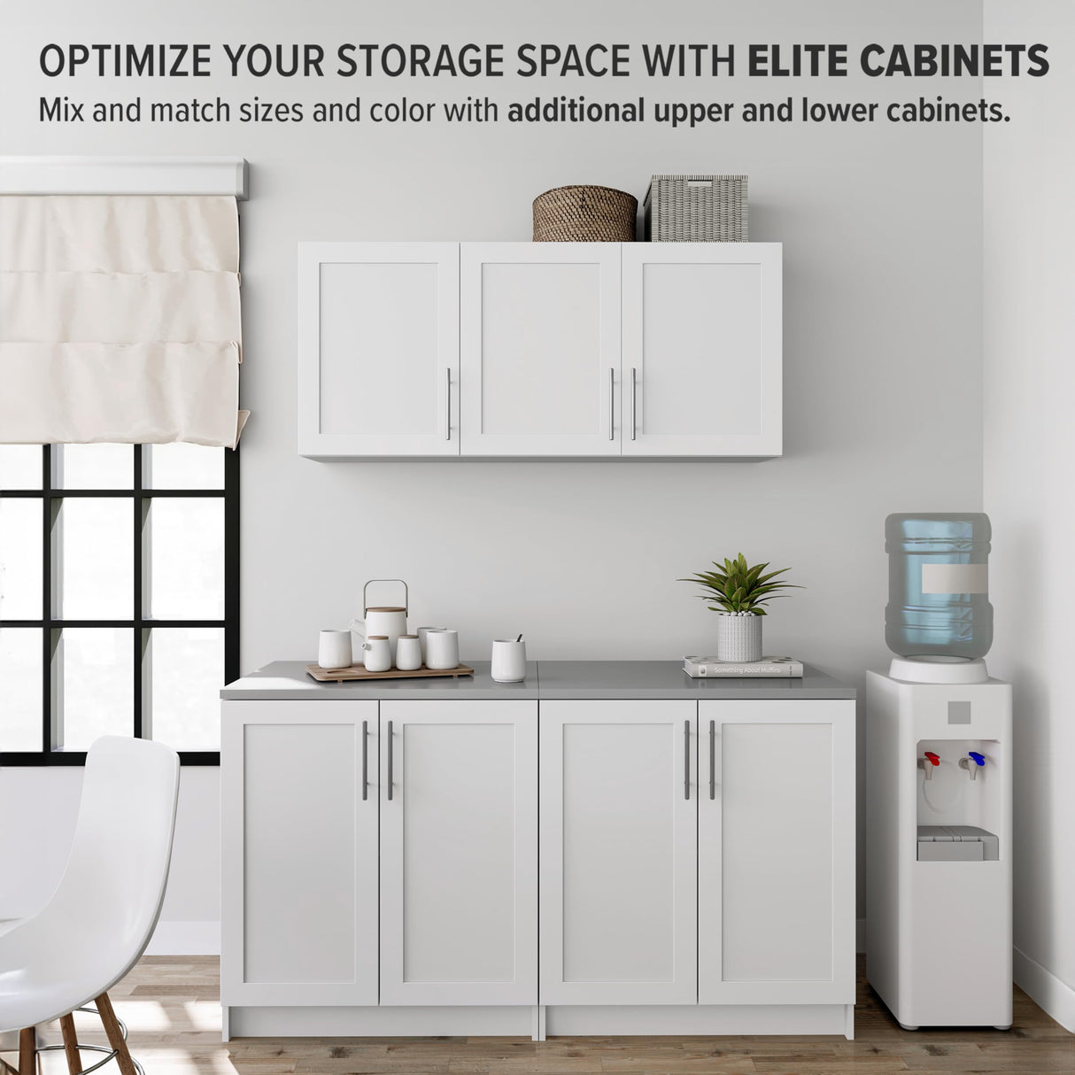 Prepac Elite 54" W Wall Cabinet with Panel Doors, White Storage Cabinet, Bathroom Cabinet, Pantry with 1 Adjustable Shelf 12.75" D x 54" W x 24" H, WSUR-1004-1 Prepac