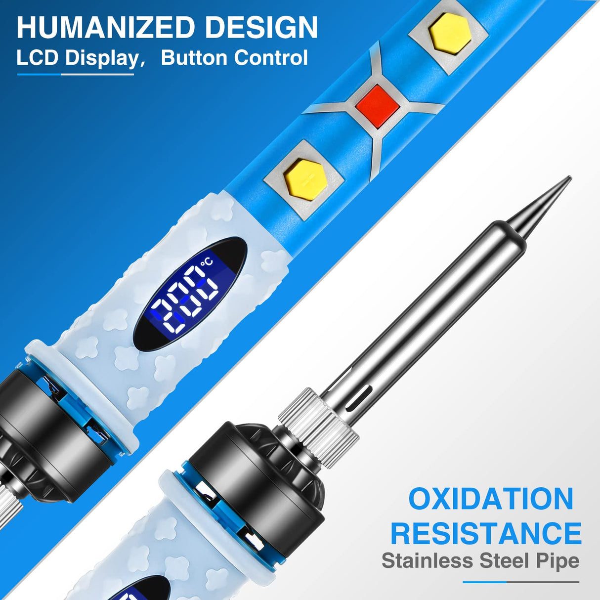 Electronics Soldering Iron Kit - 80W Digital LCD Solder Gun with ON/OFF Switch Adjustable Temperature Controlled and Fast Heating Thermostatic Design Welding Tool SREMTCH