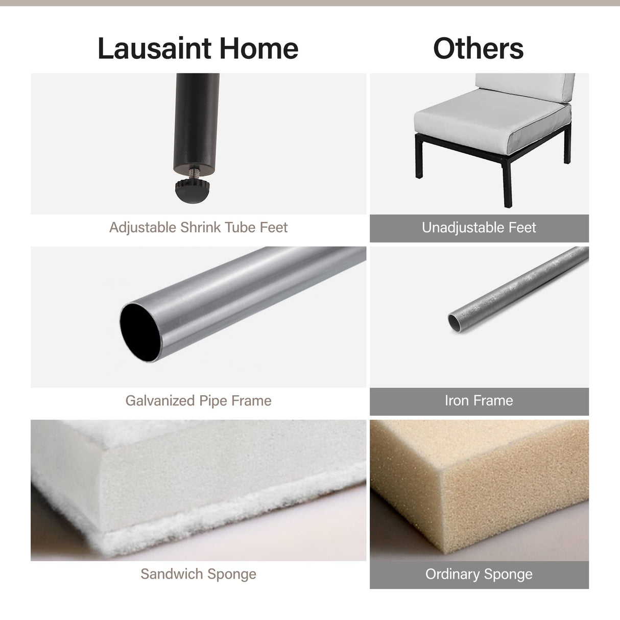 LAUSAINT HOME Outdoor Patio Furniture, 4 Piece Outdoor Sectional Sofa PE Rattan Wicker Patio Conversation Sets, All Weather Patio Furniture Set with Thick Cushions for Garden, Backyard(Grey) LAUSAINT HOME