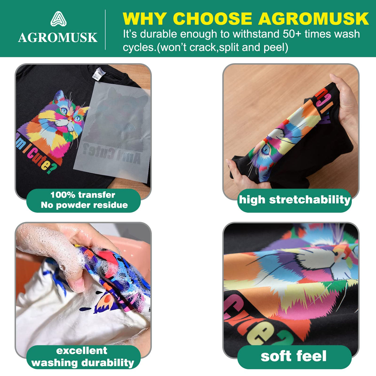 DTF Transfer Film(8.3" x 11.7")20 Sheets PET Direct to Film Heat Transfer Paper for All DTF&DTG Printer,Matte DTF Film for Sublimation Black White Light Dark Fabric T-Shirt Agromusk