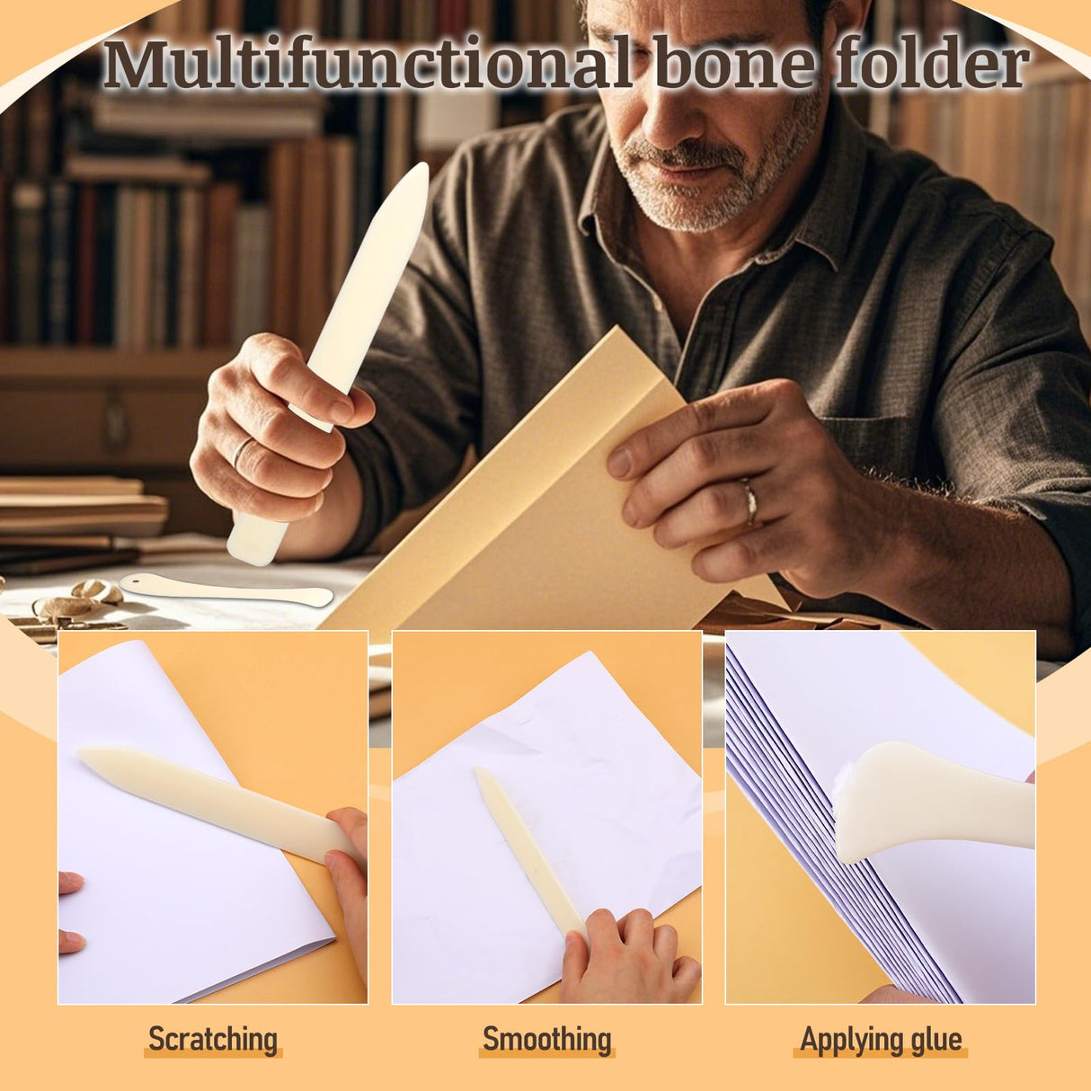 33 Pcs Bookbinding Kits 4 Pcs Bone Folder Paper Creaser Paper Folding Tool Book Binding Supplies with Bookbinding Needle, Waxed Thread, Steel Ruler, Awl for Bookbinding, Paper Card Crafts JUPEAN