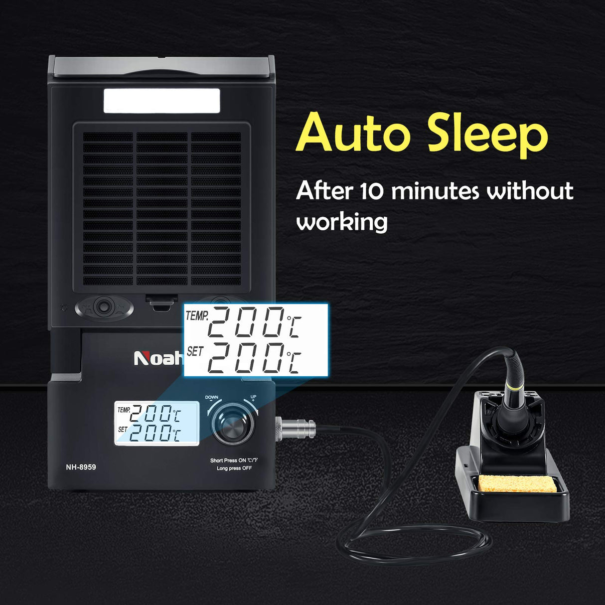 Soldering Iron Station with Fume Extractor, 80W Soldering Station, 60W Soldering Iron, Smoke Absorber, Solder Wire, LED Lighting, Fast Heating, Auto Sleep Soldering Station, LCD Digital Display Noah