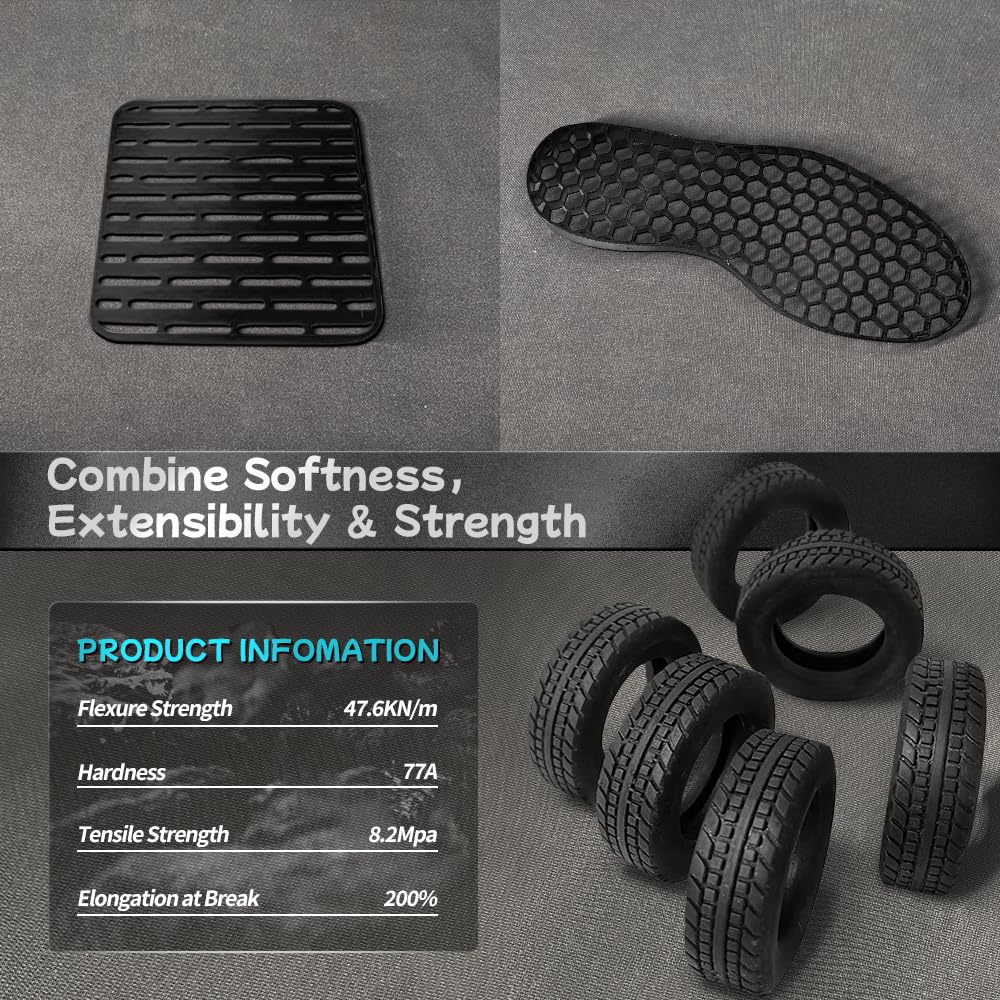 MAGIFLEX Rubber-Like Flexible Resin for 3D Printer, 405nm Fast UV-Curing Flexible Resin, High Extensibility & Flexbility & Rapid Photopolymer for 14K Capable LCD/DLP/SLA 3D Printing (1000g) (Black) Magiflex