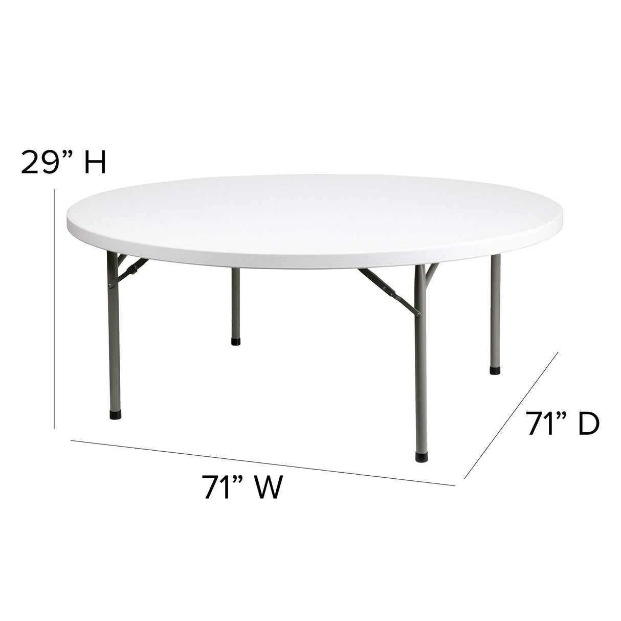 Flash Furniture Elon 6' Round All-Occasion Plastic Folding Event Table, Foldable Portable Banquet Table for Indoor/Outdoor Events, White Flash Furniture