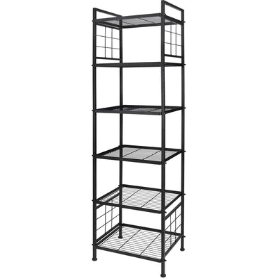 GIOTORENT 6-Wire Standing Storage Shelf, Metal Shelving Unit Pantry Rack for Laundry Kitchen Bathroom Organizer(Black)