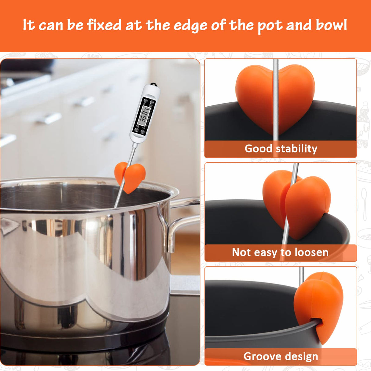 Windspeed Thermometer Pot Clip Holder(No Thermometer Include), 2Pcs Candy Thermometer Pot Clip Holder for Digital Thermometer Holder for Candle Soap Jam Candy Milk Chocolate Cooking Windspeed