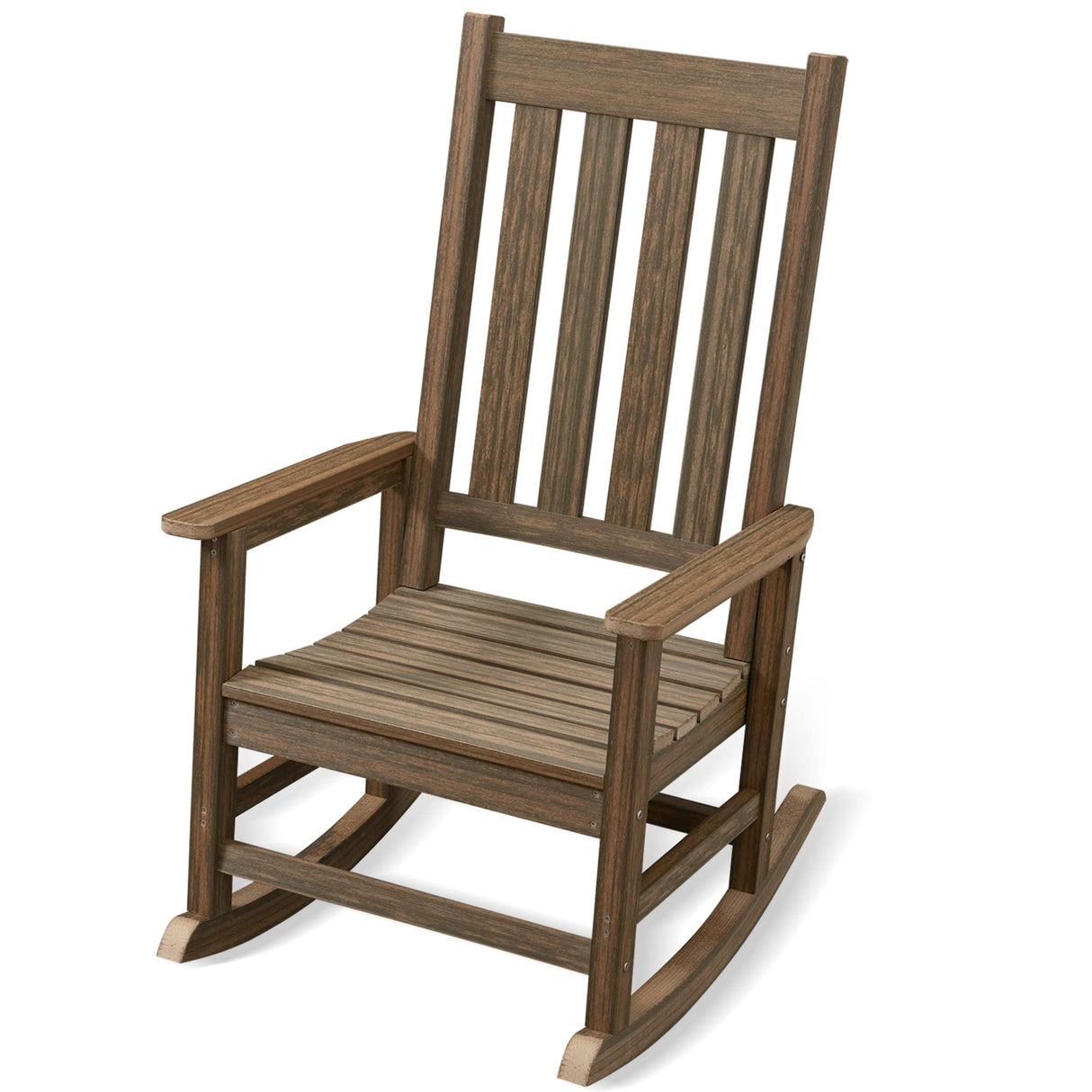 ACUEL Rocking Chair Outdoor, HDPE Oversized Patio Rocking Chairs, Weather Resistant, 350lbs Heavy Duty Porch Rocker with High Back for Backyard, Fire Pit, Garden and Indoor (Light Brown) ACUEL