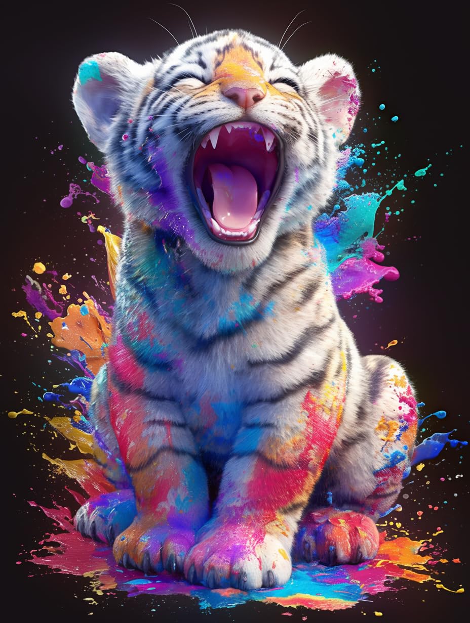 SKRYUIE 5D Diamond Painting Kits Tiger - DIY Diamond Art Kits for Adults Colour, Full Round Drill - Crystal Embroidery Cross Stitch - Craft for Wall & Office Decor - 12x16 Inch e1 SKRYUIE