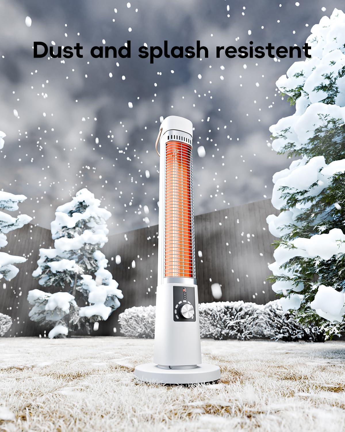 Aerozy Patio Heater for Outdoor Use, Electric Space Heater Indoor, Portable Infrared Heater with 60-Degree Oscillation, Timer, Remote, for Patio, Gazebo, White AEROZY