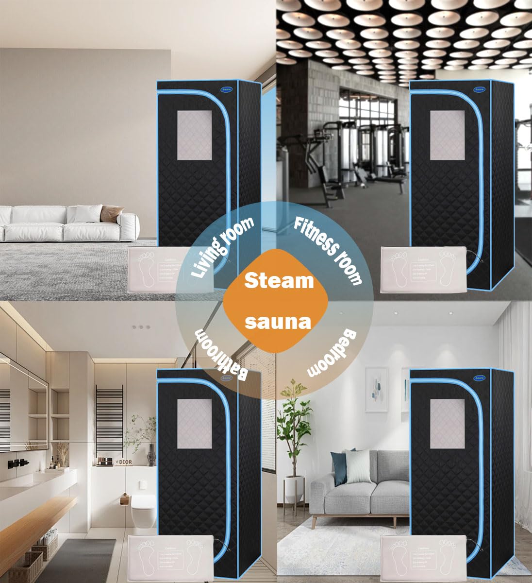 Portable Sauna Tent, Extra Space Size 1-Person Infrared Sauna,Extra Space Size Far Infrared Sauna Tent,with Heating Foot Pad,Portable Chair (L31.5 x W31.5 x H68.9, Black) Saunateadlane