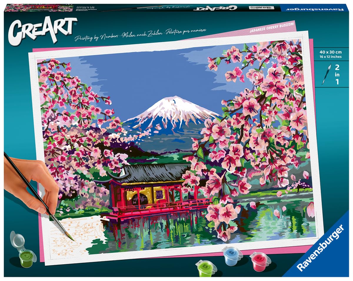 Ravensburger CreArt Japanese Spring Paint by Numbers Kit for Adults - Painting Arts and Crafts for Ages 14 and Up Ravensburger