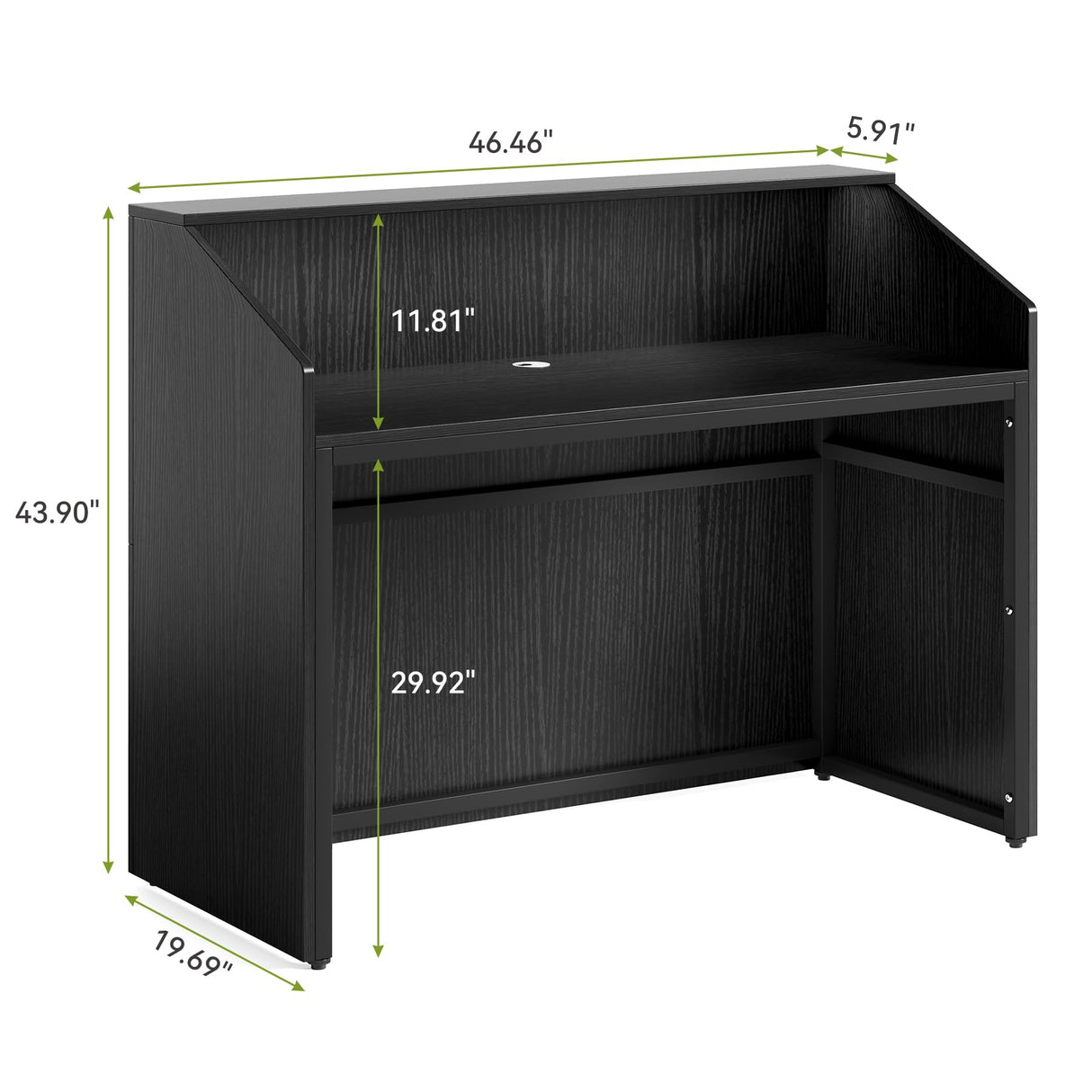 LITTLE TREE 47-Inch Reception Desk with Counter, Black Front Desk Reception Room Table, Retail Counter for Checkout, Modern Welcome Desk for Lobby, Office, Beauty Salon LITTLE TREE