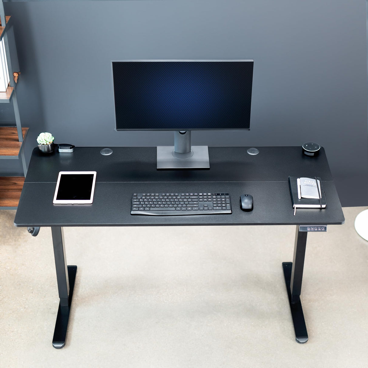 VIVO Electric 55 x 24 inch Stand Up Desk, Complete Height Adjustable Standing Home & Office Workstation with Memory Controller, Black Top, Black Frame, DESK-E155TB VIVO