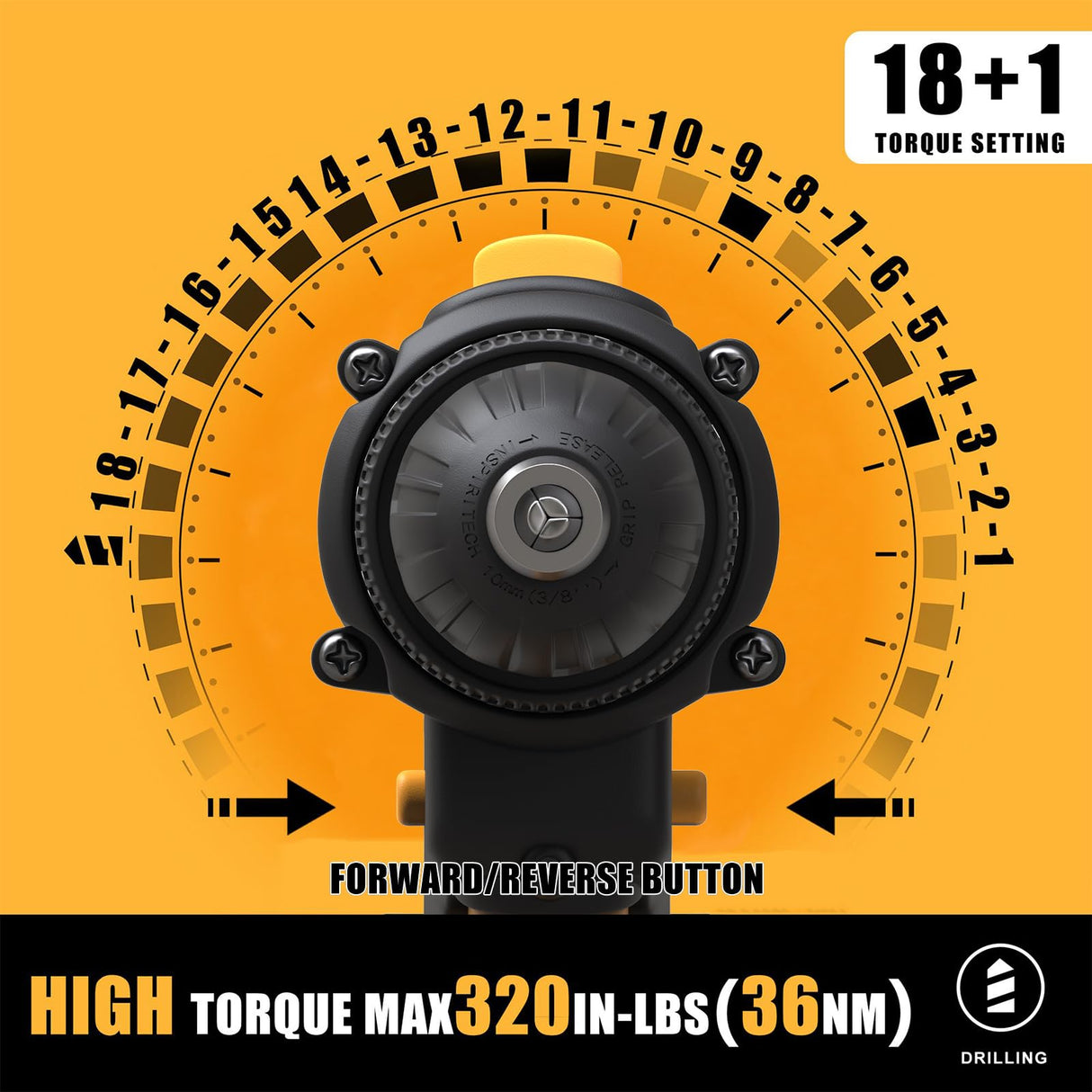 INSPIRITECH 21V Cordless Drill with 2 Batteries and Charger,3/8-Inch Keyless Chuck Power Drill Set,2 Variable Speed Electric Drill Driver, 19 Torque Setting with Drill/Driver Bits… INSPIRITECH