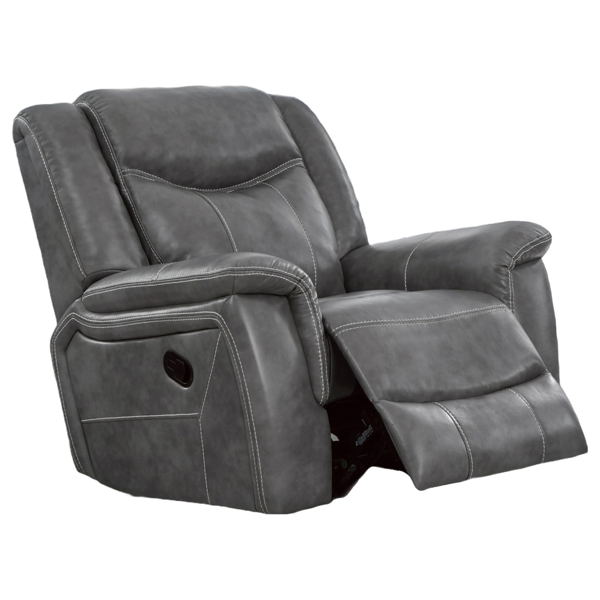 Coaster Home Furnishings - Conrad - Leatherette Upholstered Glider Recliner Chair with Overstuffed Arms, Pocket Coil Seating, and Ergonomic Lever - Living Room - 33-Inch - Gray - 650356 Coaster Fine Furniture
