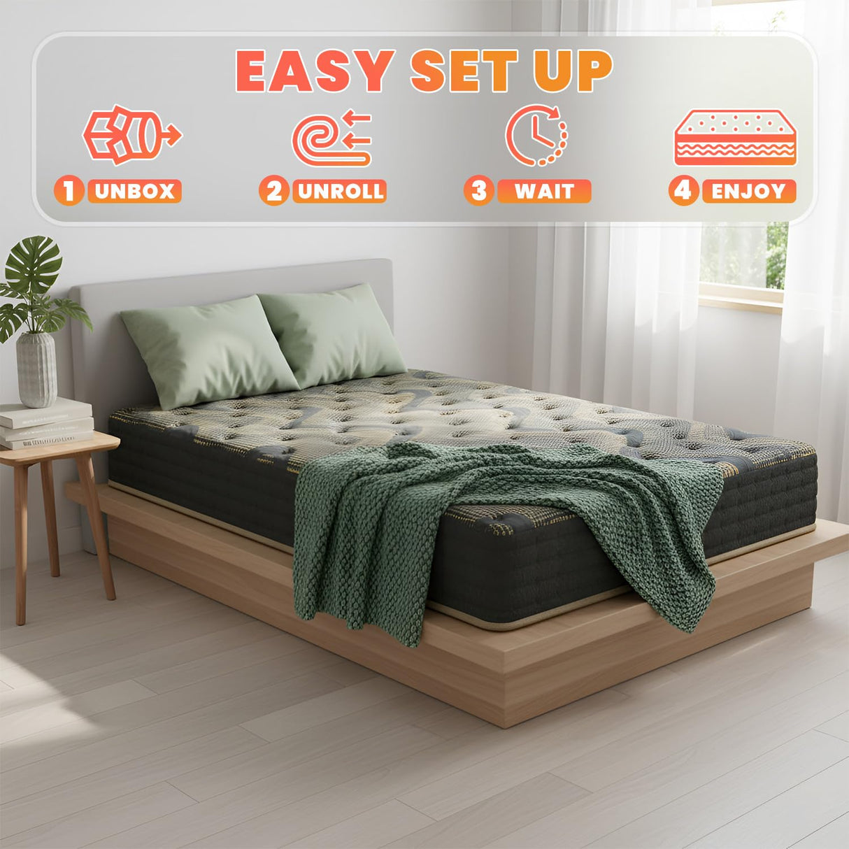 PayLessHere Copper-Infused Luxury Mattress, 11 Inch King, Medium-Firm Feel with Cooling Gel & 800 Quantum Coils, CertiPUR-US Certified, Bed-in-a-Box PayLessHere