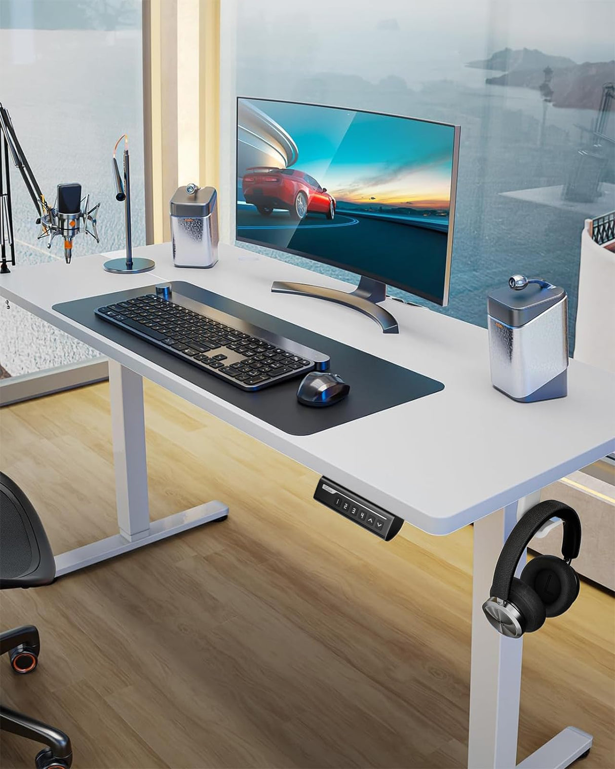 ErGear Height Adjustable Electric Standing Desk, 48 x 24 Inches Sit Stand up Desk, Memory Computer Home Office Desk (White) ErGear