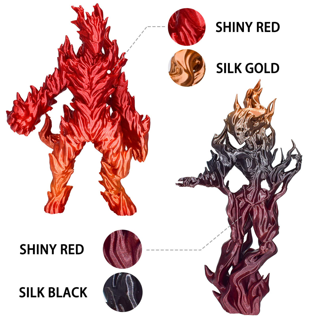 3D Printer Filament Bundle, PLA Filament Silk Shiny PLA Filament 1.75mm +/- 0.02mm, 3D Printing Filament 200g x 4 Spools LOCYFENS