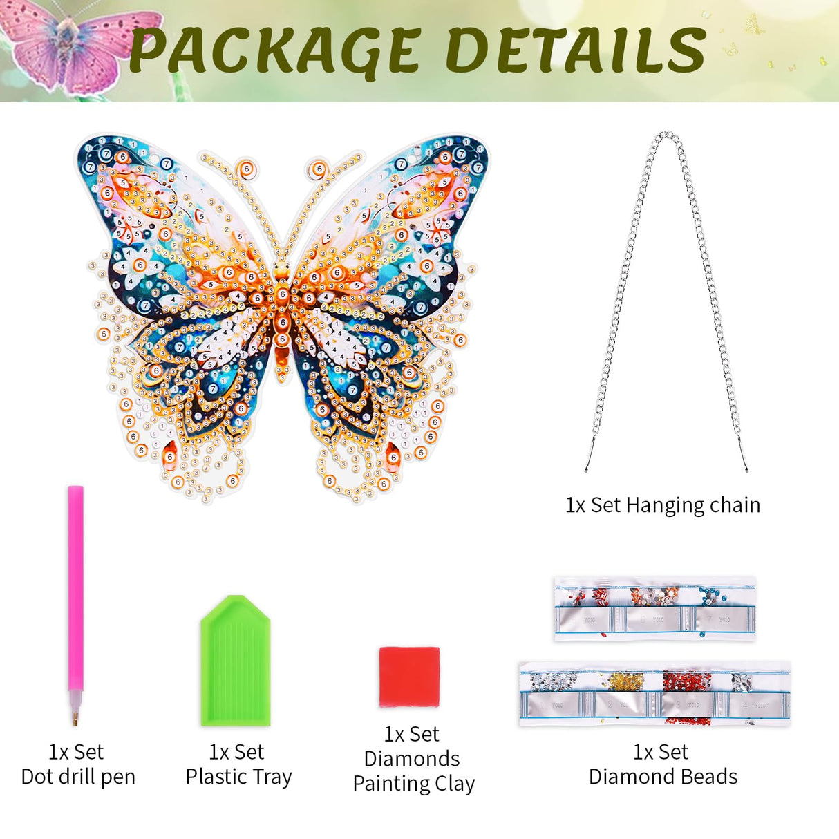 Kaluofan Diamond Painting Kits for Adults, Butterfly Diamond Painting, Diamond Art Kits, Diamond Dotz Kits, Hanging Wall Art Sign Ornaments Home Garden Wall Door Hanging Decoration Kaluofan