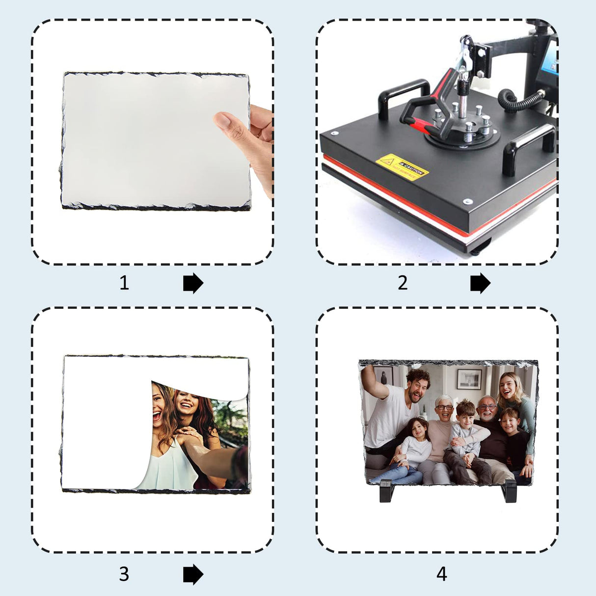 Sublimation Blank Slate Rock Stone Photo Frame, DIY Heat Transfer Picture Frame with Display Holder Personalized Customized Photo Frame Novelty for Heat Press Machine, Wedding, Birthday (1 PCS) itechpanda