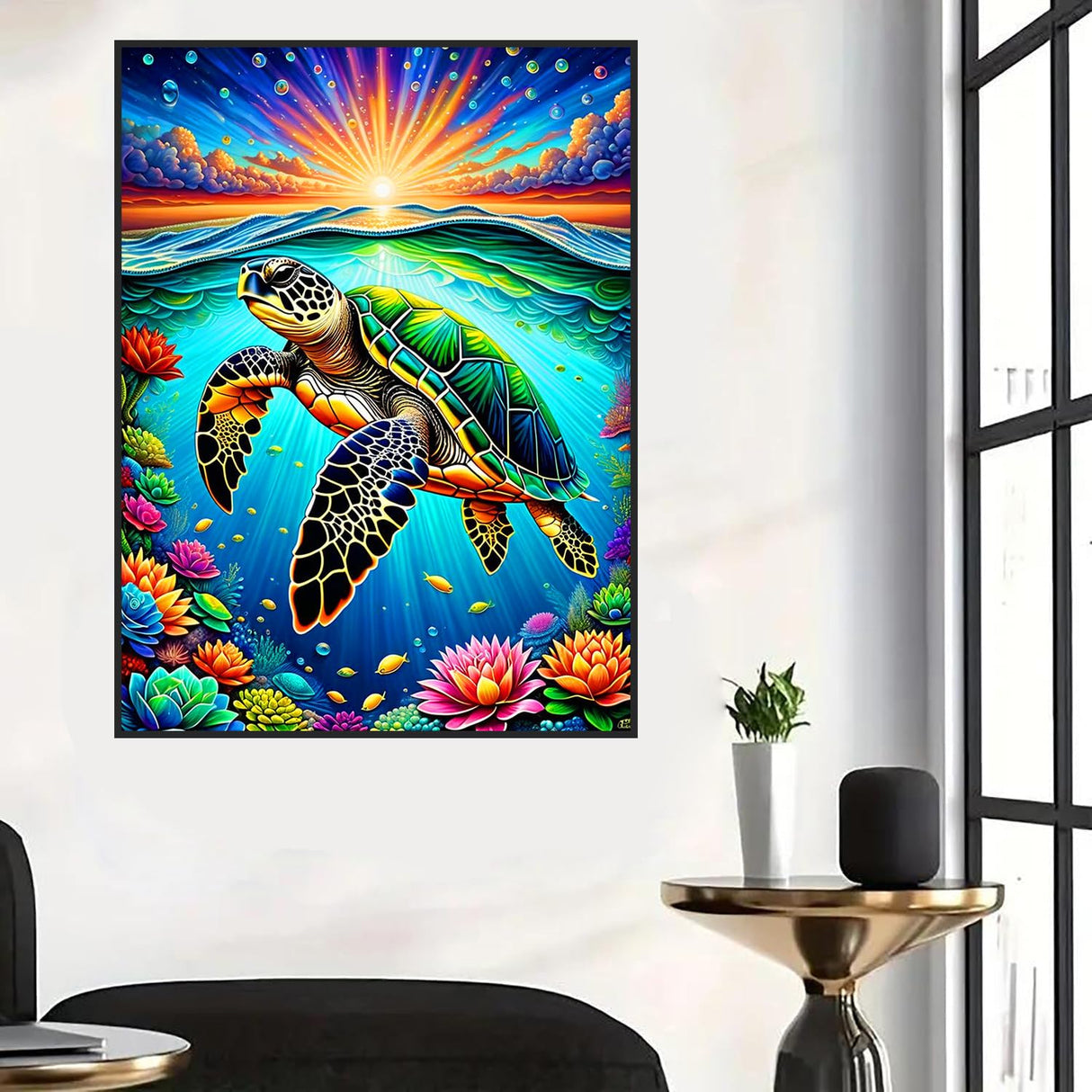 Sea Turtle Diamond Art Painting Kits for Adults, Full Drill Diamond Dots Paintings for Beginners, Round 5D Paint with Diamonds Pictures Gem Art Painting Kits DIY Crafts Kits 12x16inch WoodArtSupply