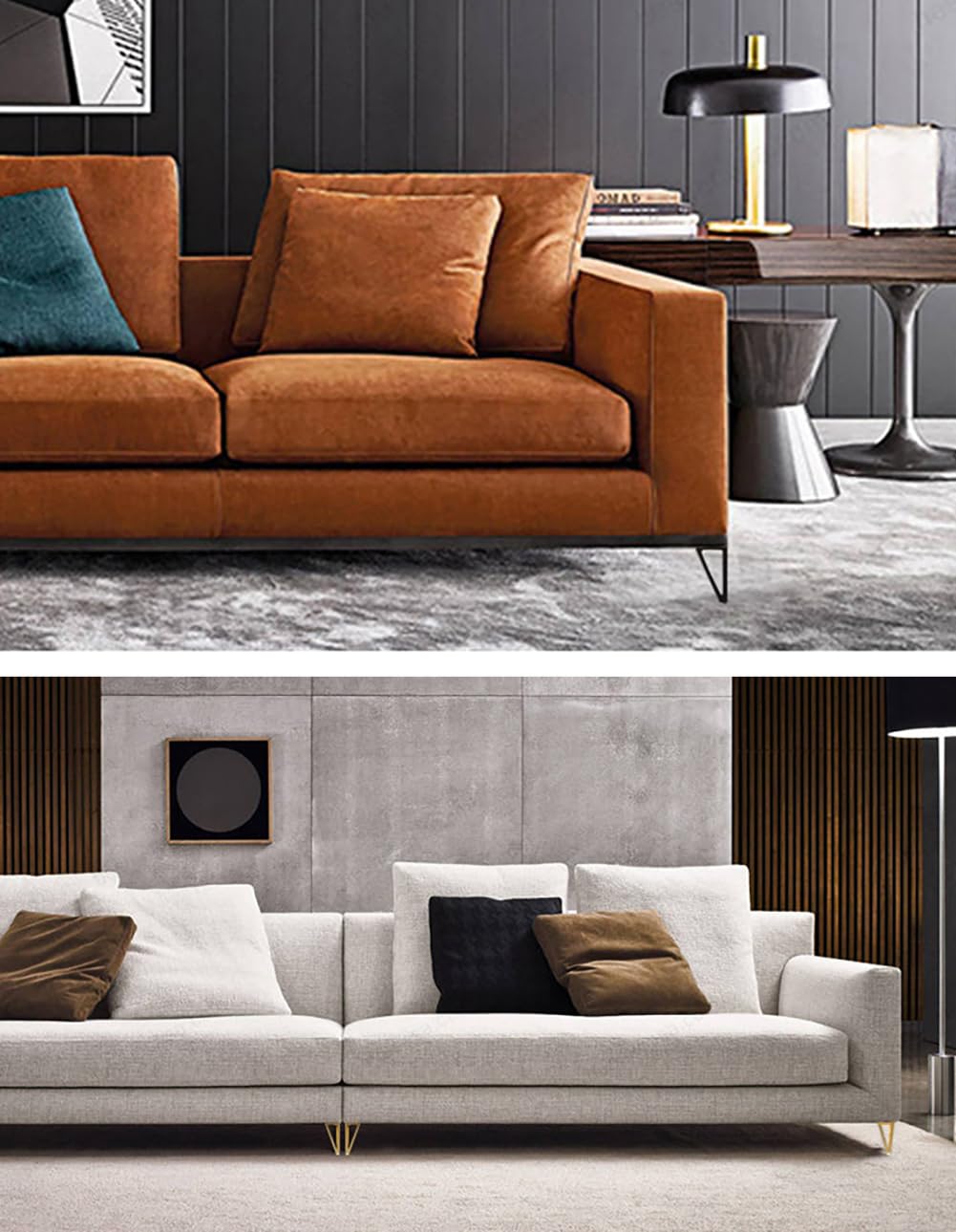 Hyever 6 Inch Gold Furniture Legs Heavy Duty Metal Furniture Feet, Golden Sofa/Cabinet/Table Legs 4Pcs, 6 Inch Cabinet Legs Set of 4,Couch Feet Replacement for Cabinet Dresser (Gold) Hyever