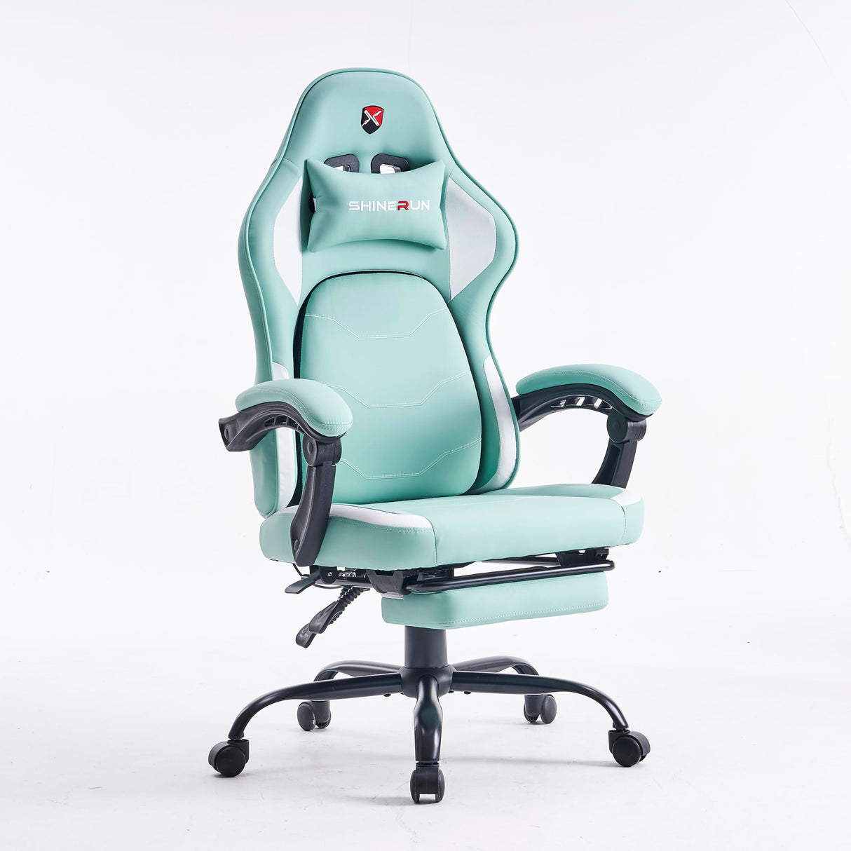 Fuqido Gaming Chair, Video Game Chairs with Movable Backrest, Ergonomic Computer Gaming Chair with Footrest and Lumbar Support, Height Adjustable Racing Chairs with Pocket Spring Cushion for Adults Fuqido