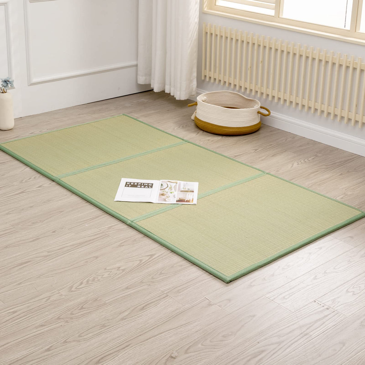 KITBRHOME Tatami Mat (Twin 79" x 39" x 0.5"), Japanese Traditional Tatami Mattress, Natural Rush Grass Floor Tatami Futon Mattress for Sleeping, Sitting, Yoga, Relaxing (Twin) KITBRHOME