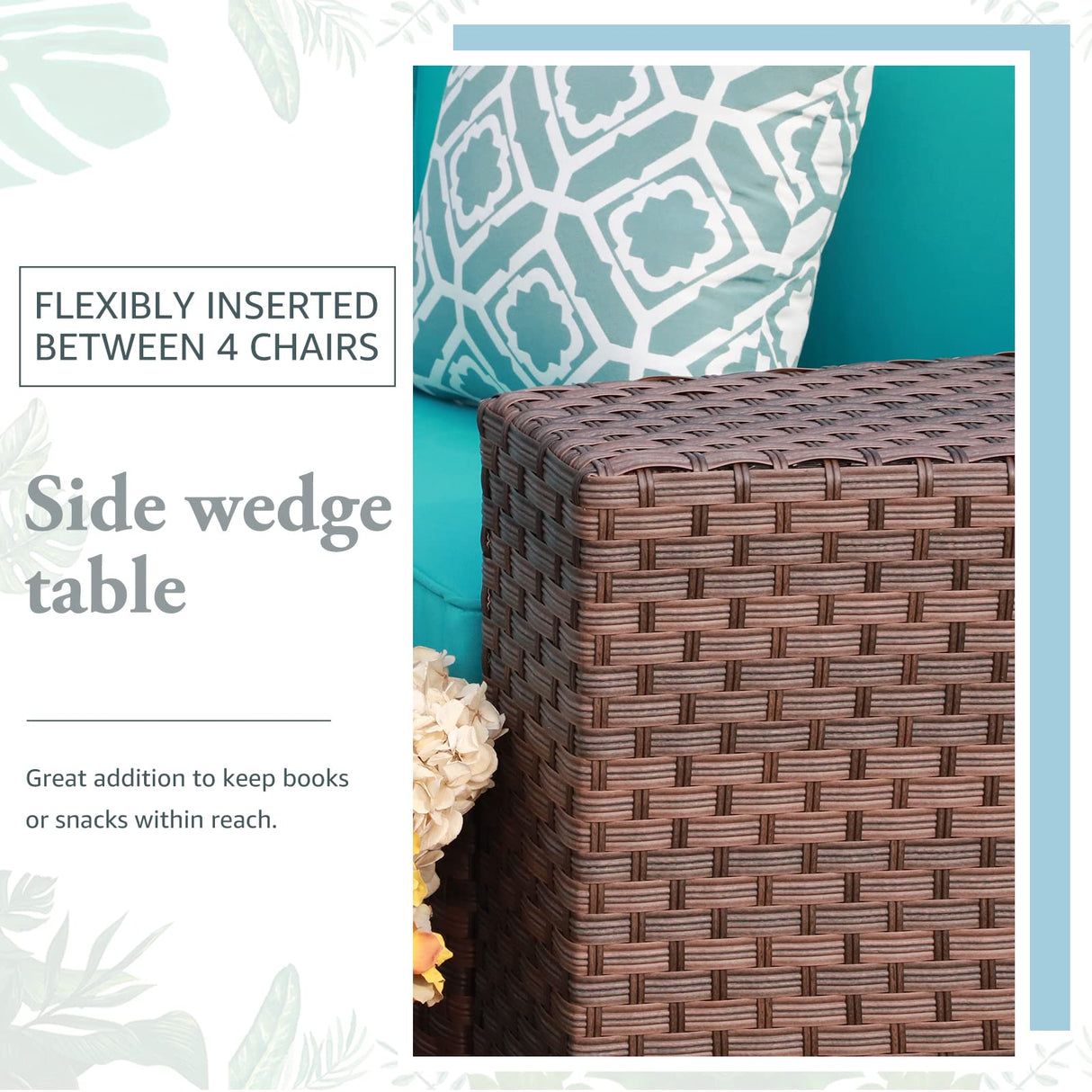 OC Orange-Casual Half Moon Patio Furniture Sectional Set, Curved Outdoor Sofa, All-Weather Wicker Chair and Round Coffee Table, Turquoise Cushions, 11 Pieces (Pillows & Waterproof Cover Included) OC Orange-Casual