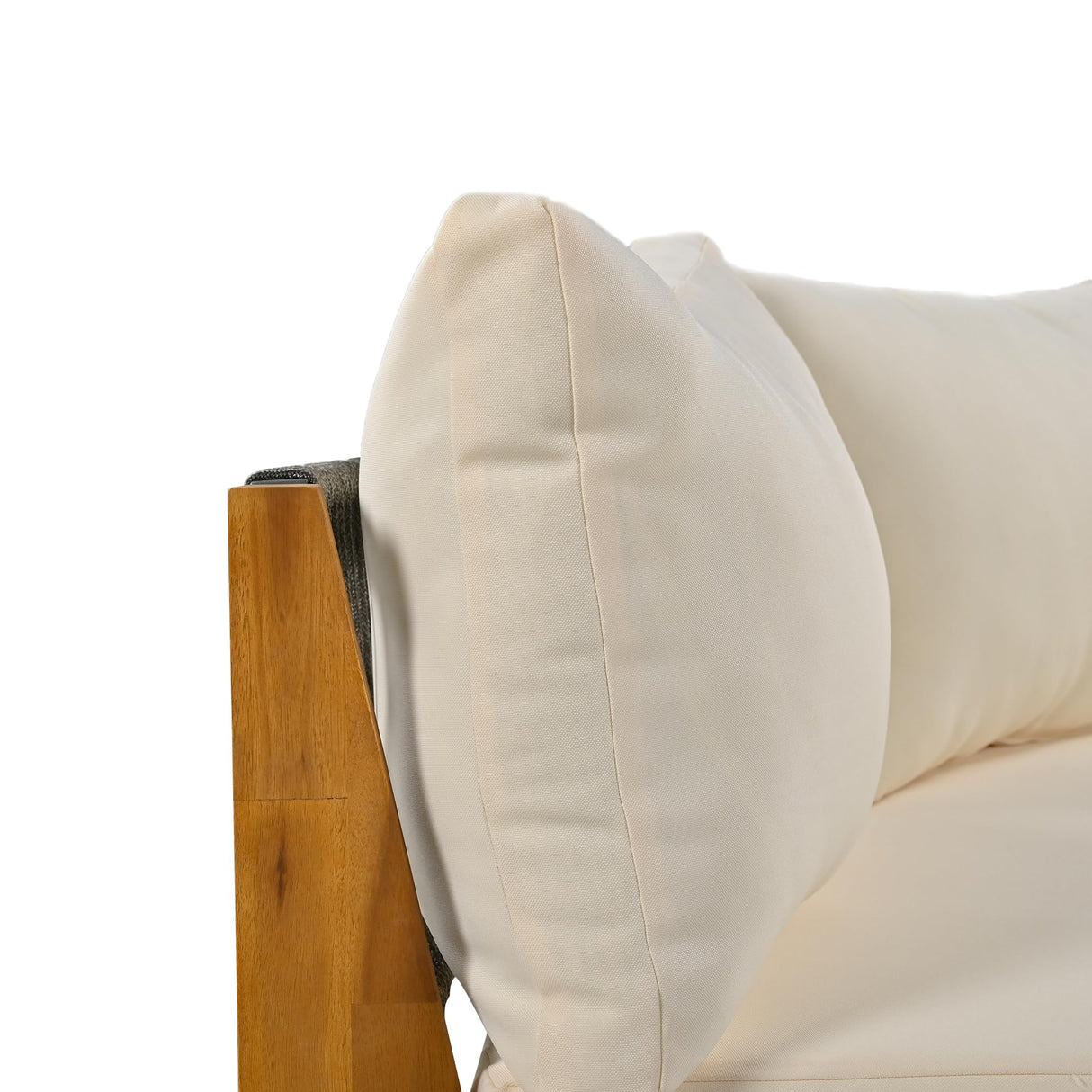 Quarte Outdoor Acacia Wood Round Sofa Set, Half-Moon Sectional Sets with Coffee Table,6-Person Seating Group for Garden, Deck (Beige/Half-Moon*A) Quarte