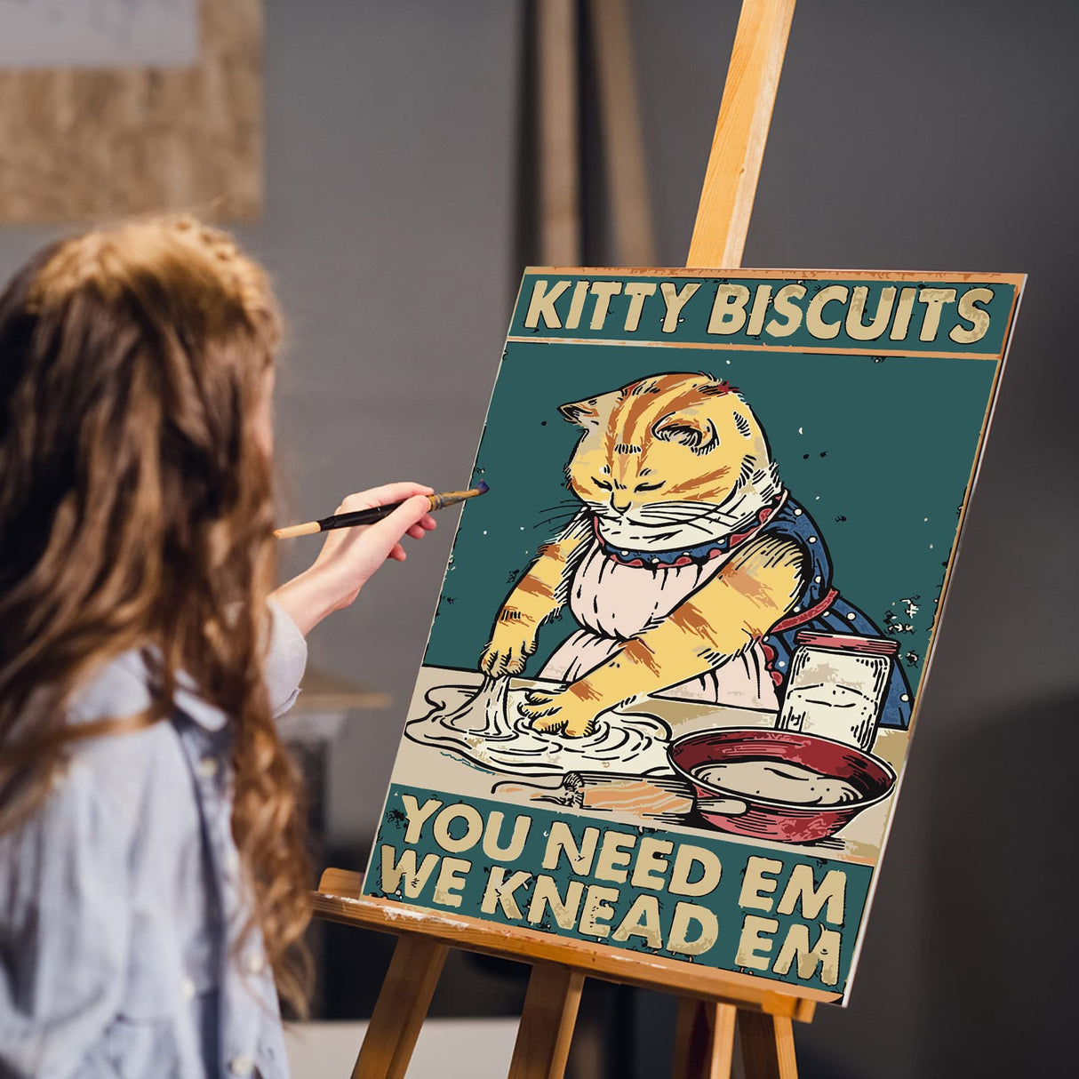 MOGTAA Inspirational Paint by Numbers, Cat Oil Painting Kits for Adults Kids, DIY Inspirational Paint by Numbers on Canvas Drawing Paintwork with Paintbrushes Acrylic Pigment for Home Decor (40x50cm) MOGTAA