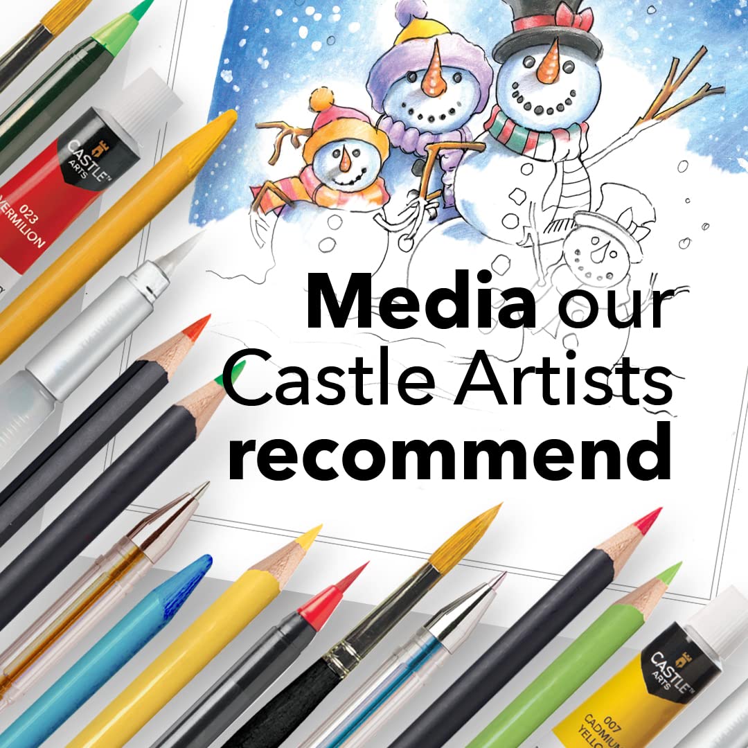 Castle Arts Christmas Colouring Book | Compendium of Cards, Calendar and Scenes Curated to Lift the Spirit | with Colour Reference Guide | No Show-Thru Artist Grade Paper | Frameable Landscape A4 Size Castle Art Supplies