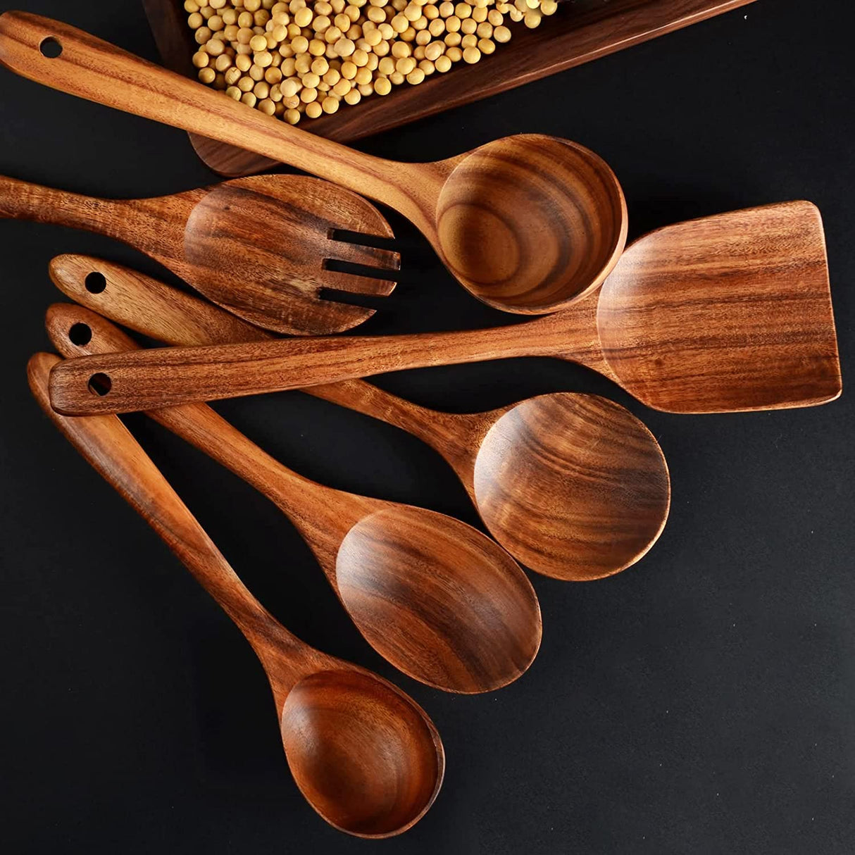 Wooden Spoons for Cooking,12 Pack Wooden Utensils for Cooking Wooden Kitchen Utensils Set Wooden Cooking Utensils Natural Teak Wooden Spatulas for Cooking BOKALAKA