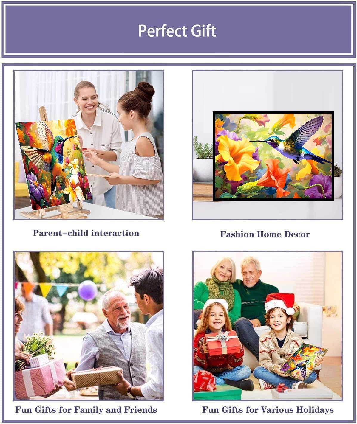 uuxsretaio 2 Pack Paint by Numbers Kits for Adults, Hummingbird Adults Paint by Number Kits with Framed, DIY Acrylic Easy Oil Painting Arts and Crafts for Home Wall Decor (8X12 Inch) uuxsretaio