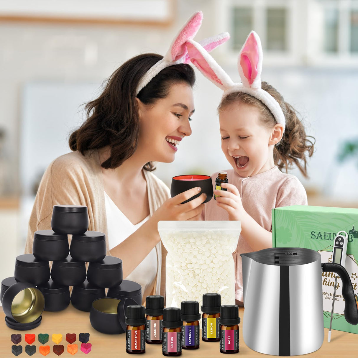 SAEUYVB Candle Making Kit for Adults - Full Set Candle Making Supplies - Soy Candle Kit - DIY Starter Scented Soy Candle Making Kit - Perfect Decoration for Family Life SAEUYVB