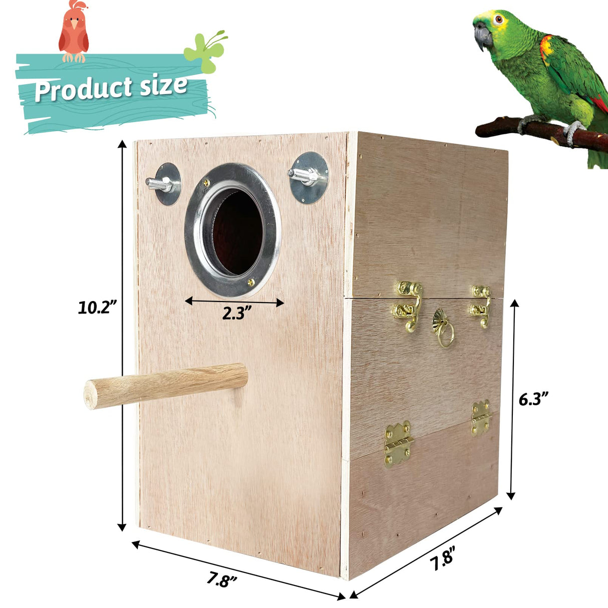 kathson Parakeet Nesting Box Wooden Bird Breeding Nest Parrots Mating House Wood Bird Aviary Budgie Cage Accessories for Cockatiel Finch Lovebirds Conure kathson