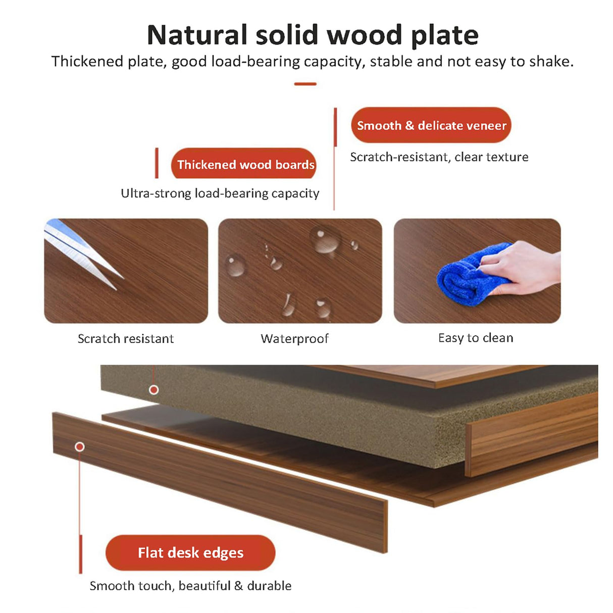 HM&DX Home Office Computer Desk with Hutch,Wood Writing Desk Study Desk with Drawers,Modern Furniture Wooden Desk with Open Storage Cubby,Study Table Computer Desk Makeup Workstation HM&DX