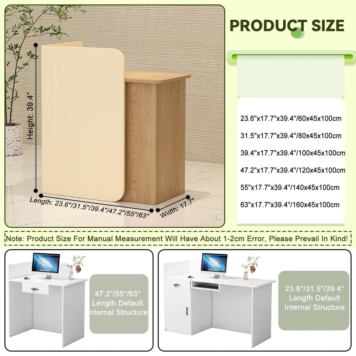 Reception Desk Room Front Desk Reception Checkout Counter 39.4" H Modern Reception Counter with Lockable Drawer, for Convenience Store Clothing Store Retail Counter(Black,32" Lx18 Wx39 H) PSYBRYTHIA
