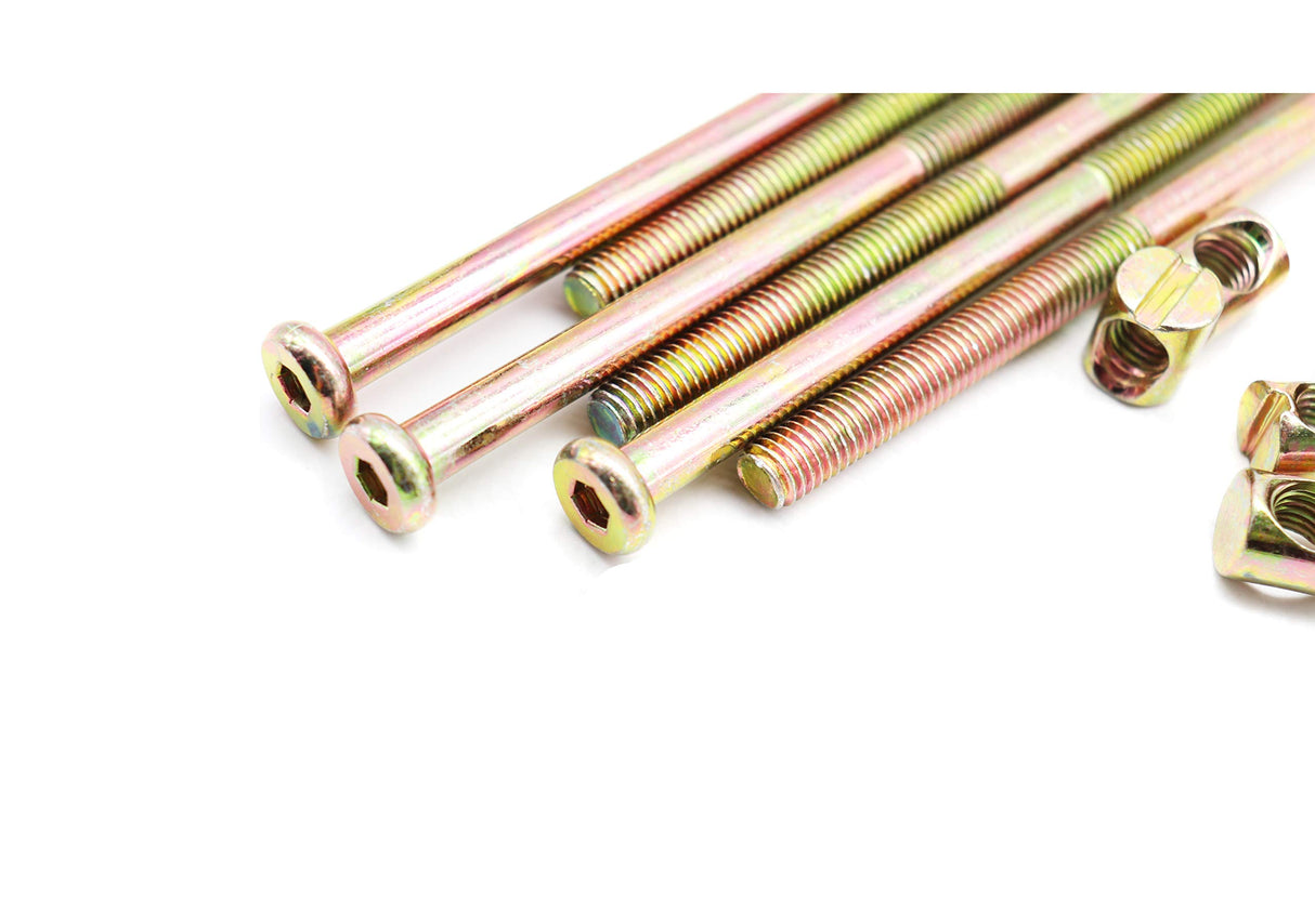 binifiMux 6-Pack M8x130mm Bunk Bed Screws Replacement Set, Hex Drive Socket Cap Bolts Barrel Nuts Set for Headboard Bunk Bed Frame, M8 x 15mm Barrel Nuts, Toddler Bed Screws binifiMux