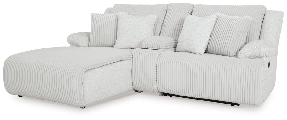 Signature Design by Ashley Top Tier Casual L-Shaped Left-Arm Facing 3-Piece Reclining Sectional Sofa with Chaise, Console Storage and 4 Accent Pillows, White Signature Design by Ashley