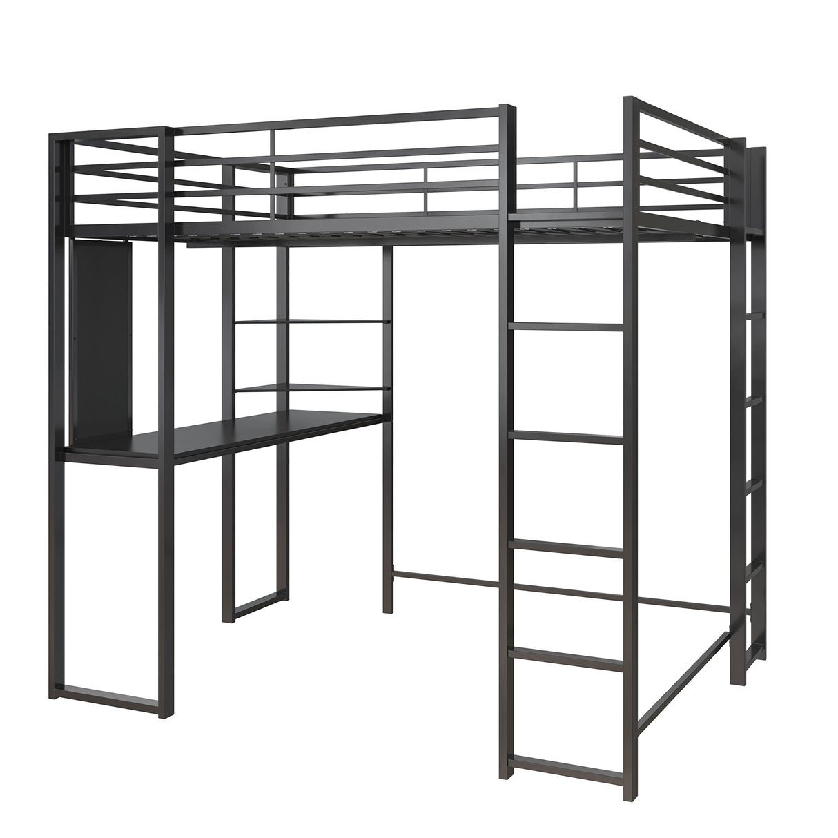 DHP Abode Full Size Metal Loft Bed, Black DHP