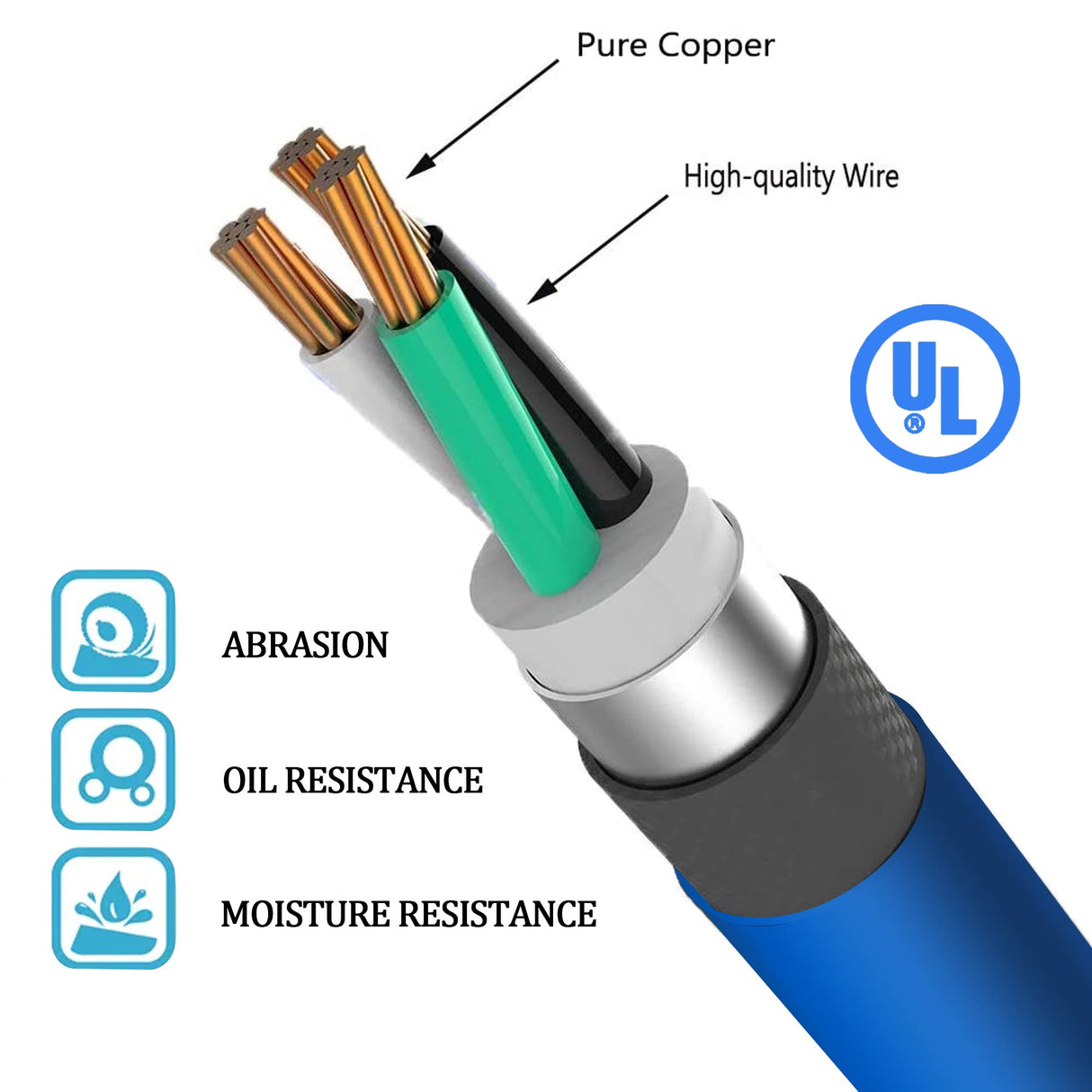 Welder Extension Cord, Heavy Duty 25 Feet 6-50 Nema R Plug Lighted Welding Cord with ETL Approved S7