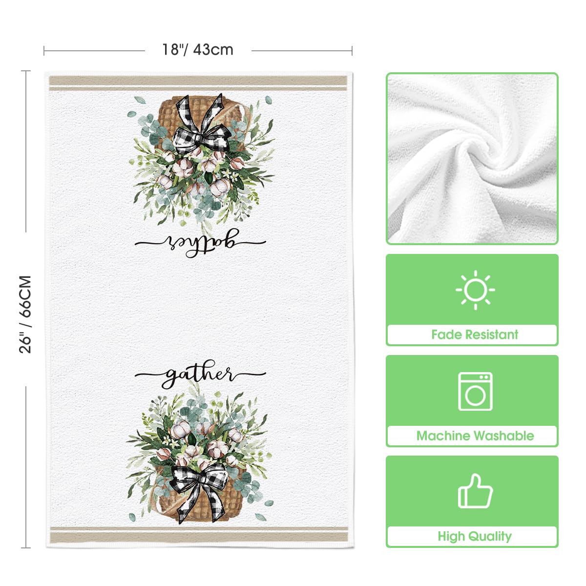 Artoid Mode Eucalyptus Truck Flowers Basket Spring Kitchen Towels Dish Towels, 18x26 Inch Farmhouse Decoration Hand Towels Set of 4 Artoid Mode