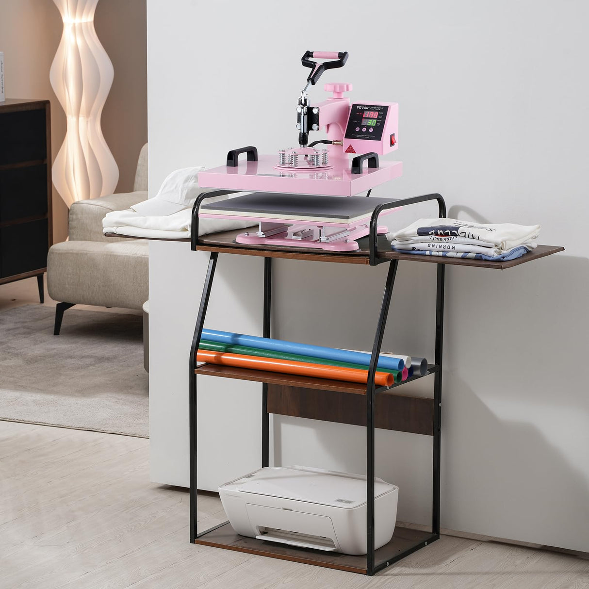VEVOR 15x15 Heat Press Machine 8 in 1 Combo with 30 OZ Tumbler Press & Hat Press, Slide Out Heat Press Sublimation Machine for T-Shirts, Hats Caps Tumblers Glass Cans Mugs, and Plates (Light Pink) VEVOR