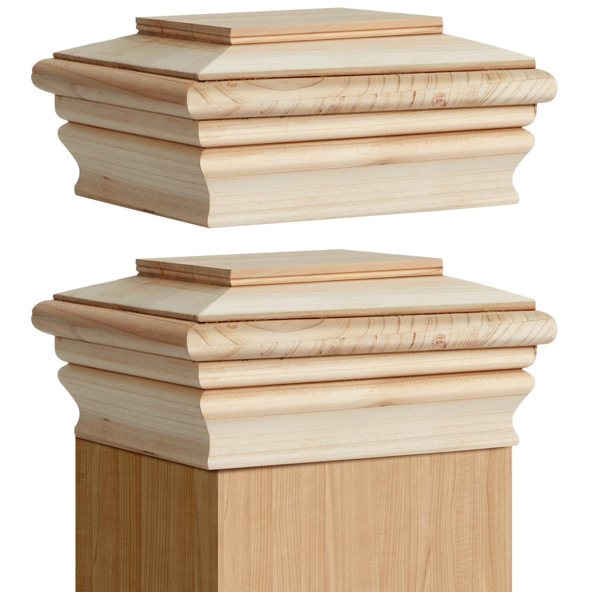Soaoo 2 Pieces Wooden Post Caps Classic Cedar 4 x 4 Wood Post Caps Wood Fence Newel Post Mounting Kit Resistant Post Cover for Indoor Outdoor Fence Mailboxes Decks Soaoo