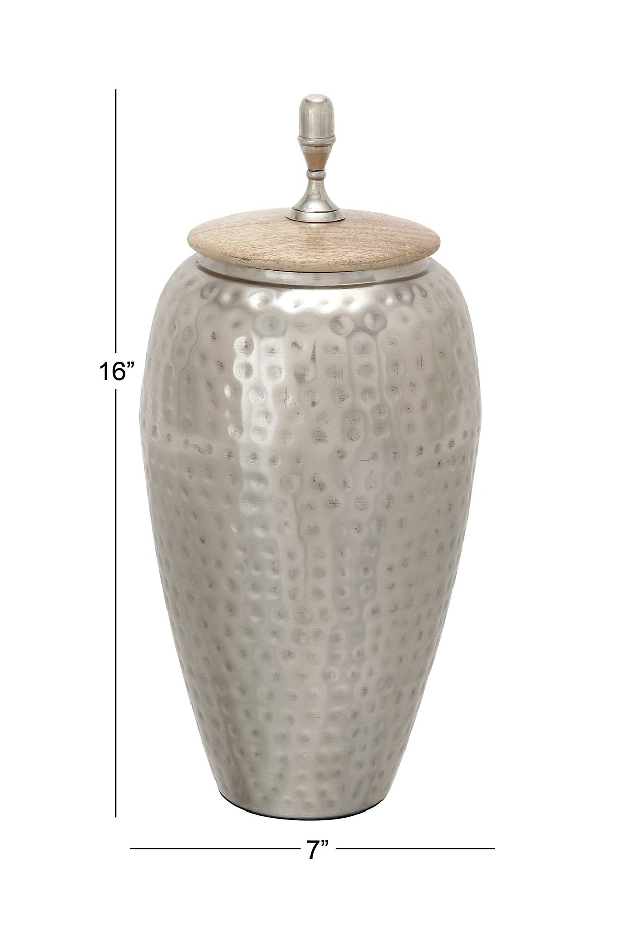 Deco 79 Metal Living Room Decorative Jars Decorative Container, Jar with Lid 7" x 7" x 16", Silver Deco 79