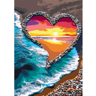 ZQEATRY Beach Love Paint by Numbers Kit for Adults Beginner Sunset by The sea Adult Paint by Number Kits On Canvas Painting Kit for Adults DIY Oil Painting Kits for Wall Decor 12x 16Inch